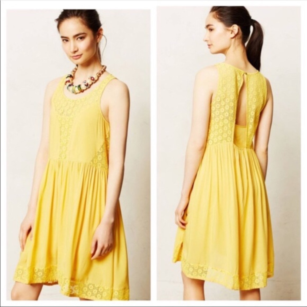 Anthropologie Lilka Matepe Yellow Eyelet Dress